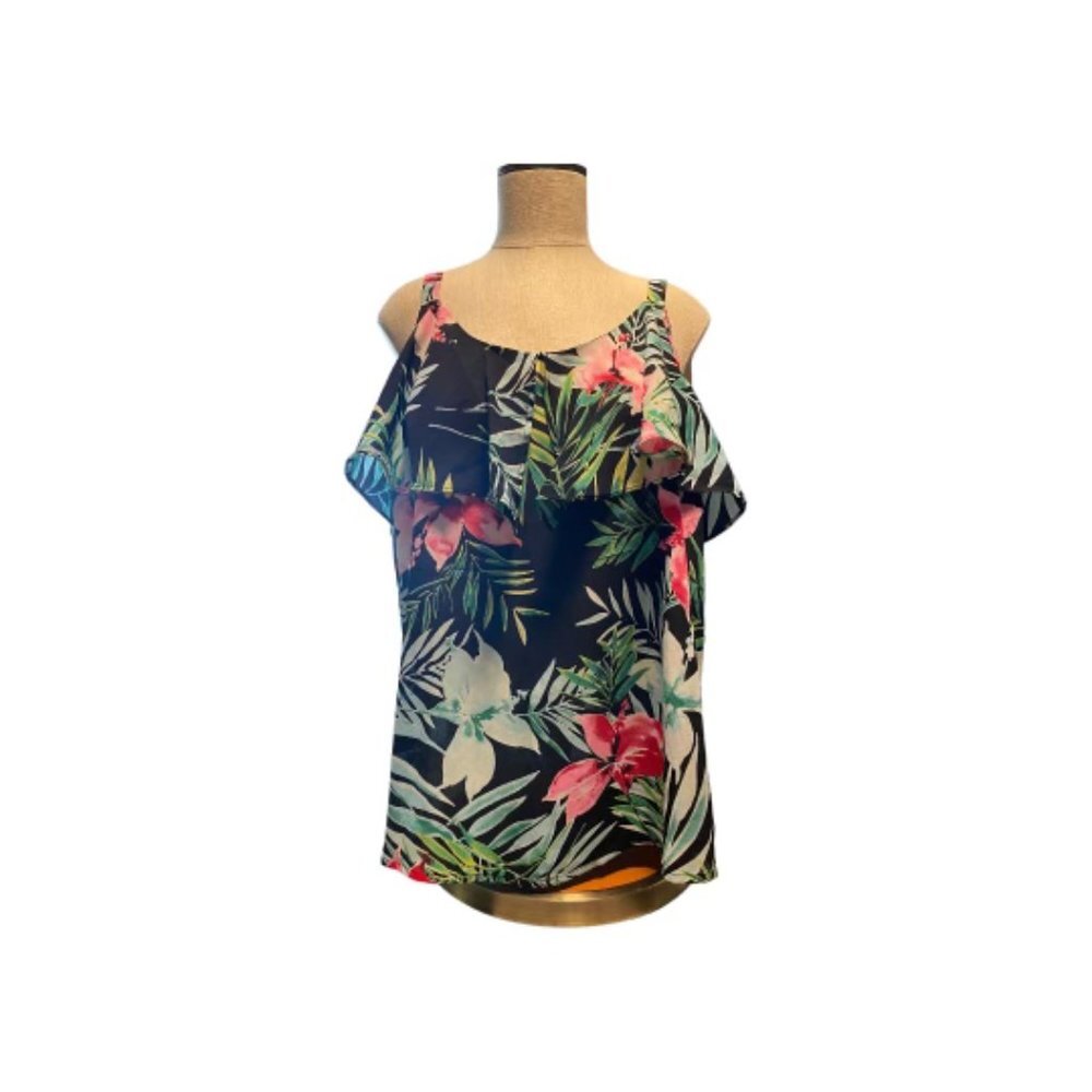 7th Avenue Black Tank top with‎ floral print